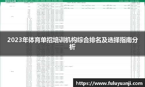 2023年体育单招培训机构综合排名及选择指南分析